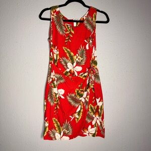 Vibrant Red Floral Midi Dress